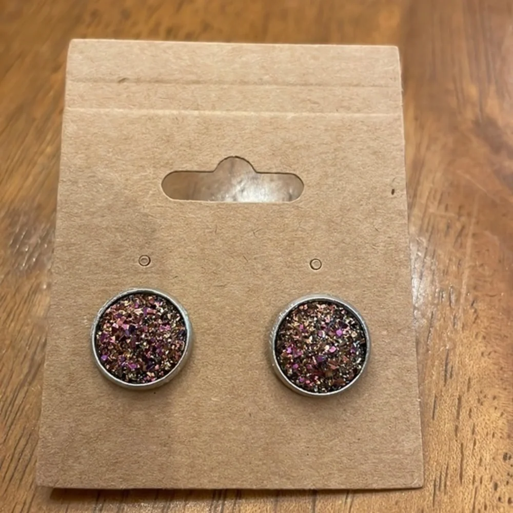 Pink and rose gold 12mm stud earrings